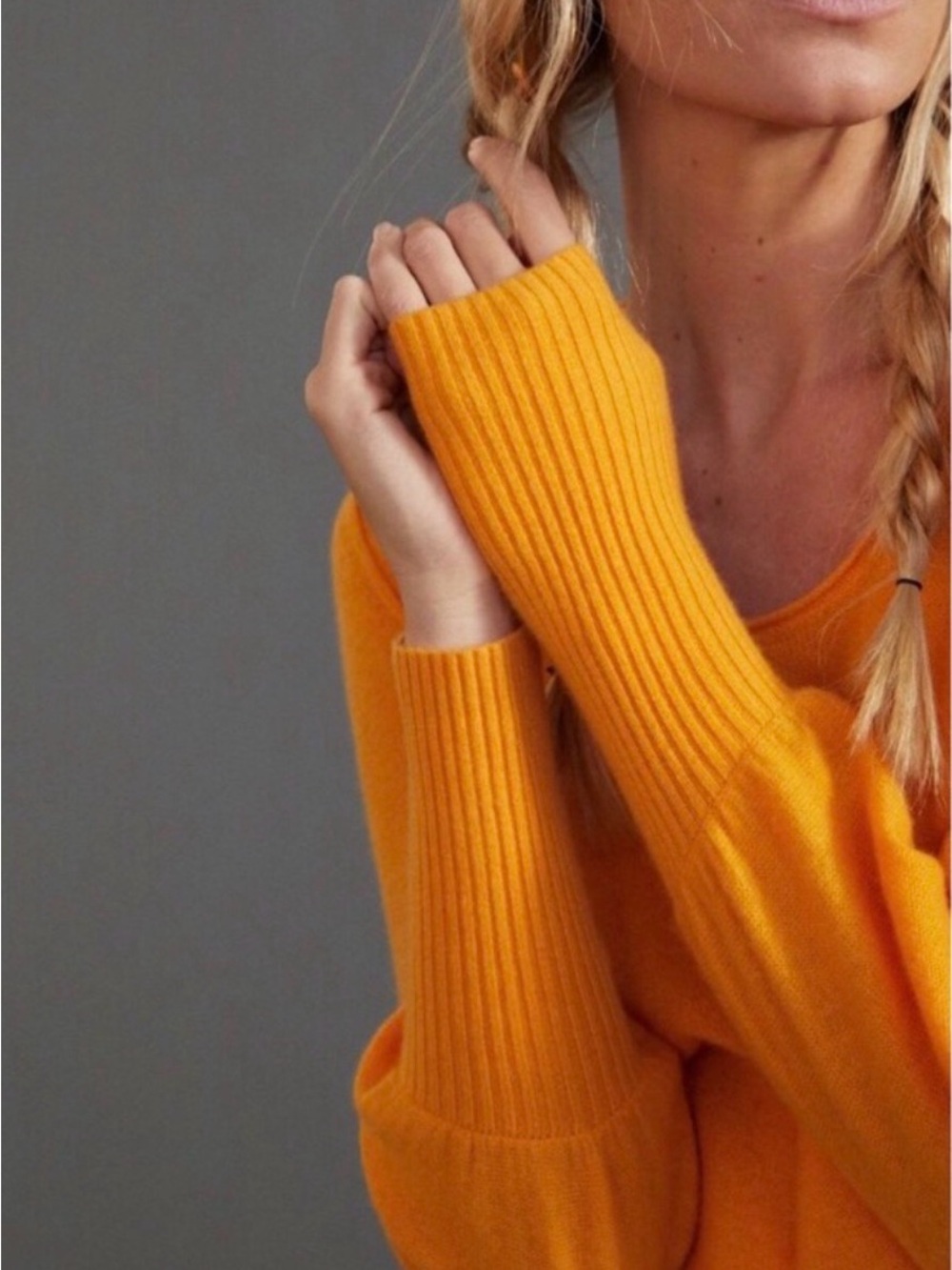 Anthropologie Maeve Bedford Cashmere Sweater Size XSP Orange - Picture 2 of 10